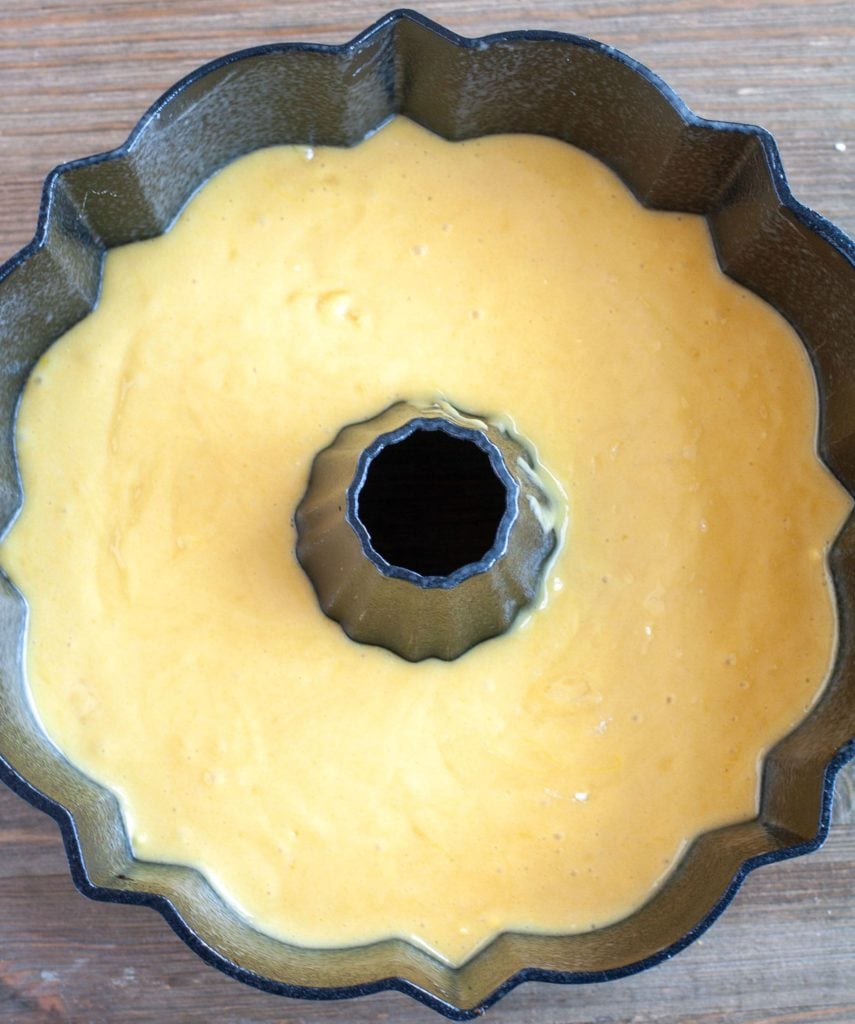 Apricot Nectar Batter in a Bundt Pan