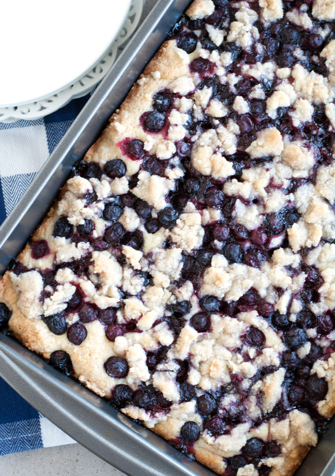 Blueberry Buckle in pan