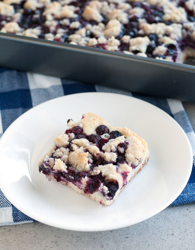 Blueberry buckle blueberry cake on plate