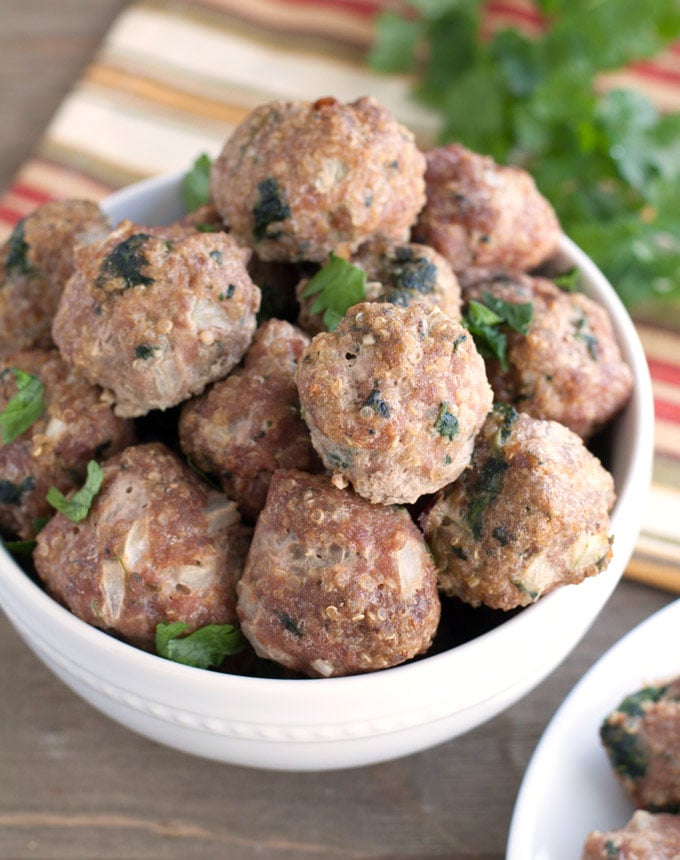 Baked Turkey quinoa spinach meatballs are a flavorful, protein packed meal.