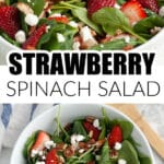 Bowl of strawberry spinach salad.