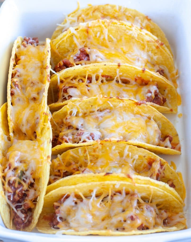 Tacos in baking dish