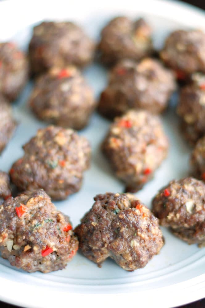 Meatloaf Meatballs on a white plate