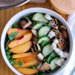 Salad with peaches and cucumbers.