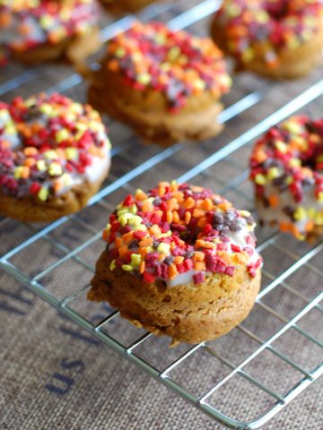 Mini donuts with sprinkles.