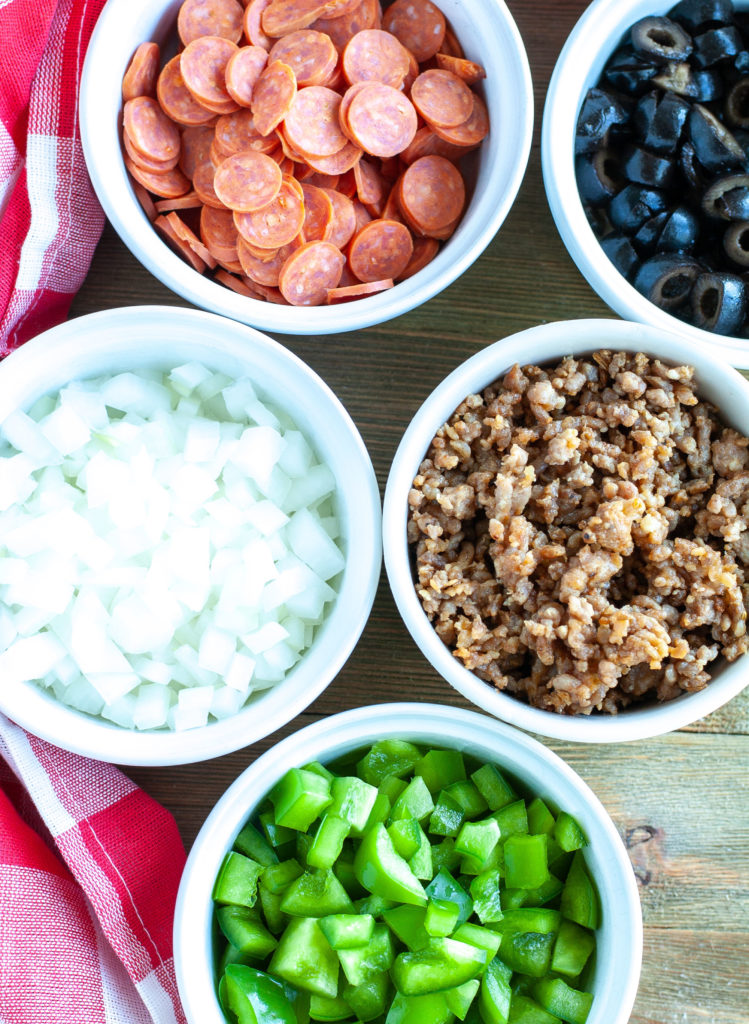 Ingredients for supreme pizza casserole