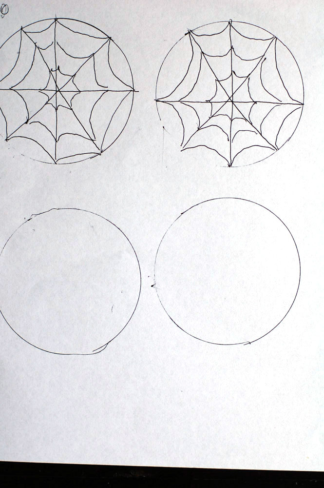 drawing of spider web chocolate toppers