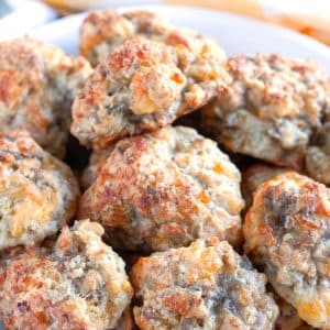 Bowl of sausage balls.