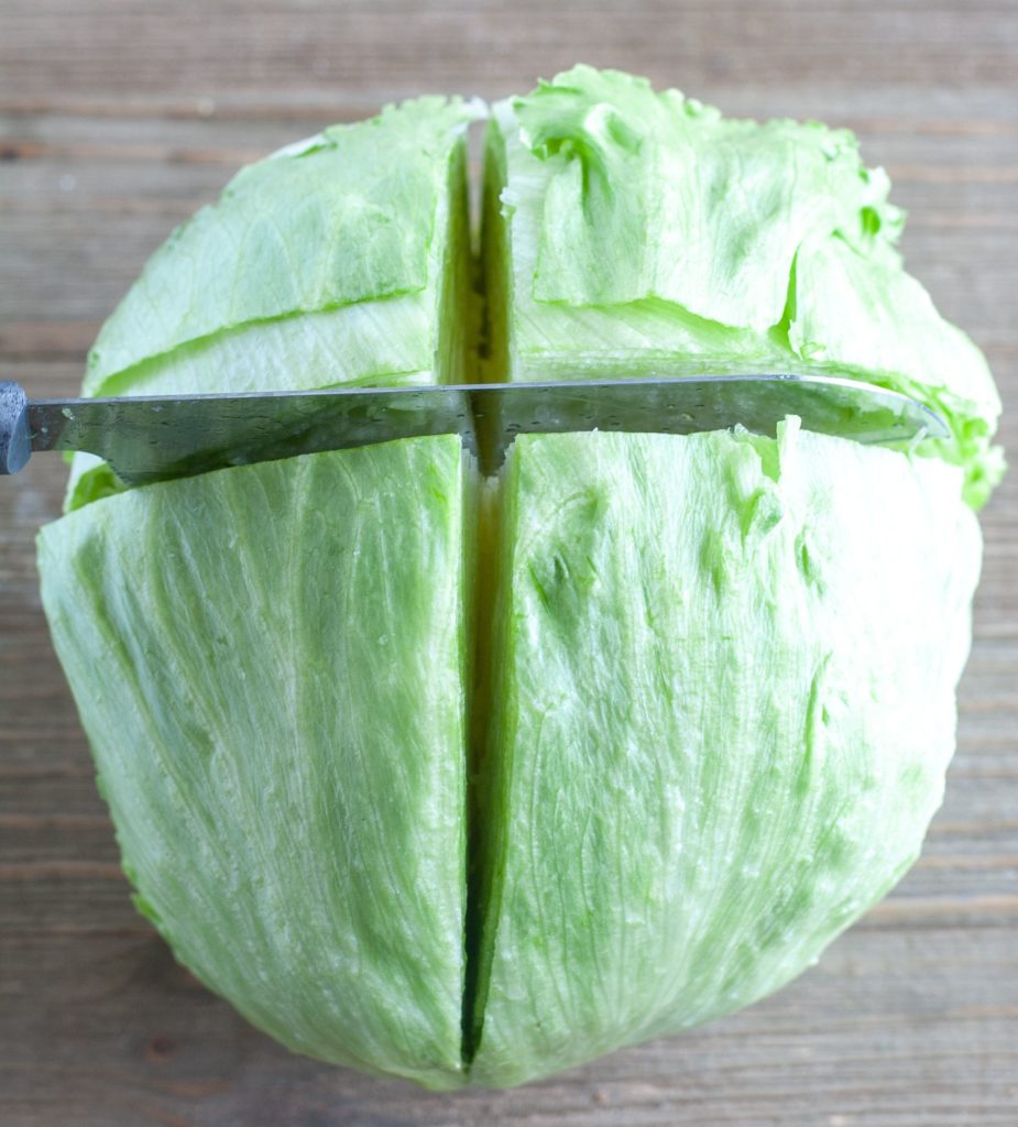 Iceberg lettuce cut into wedges