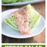 Wedge of lettuce with dressing.
