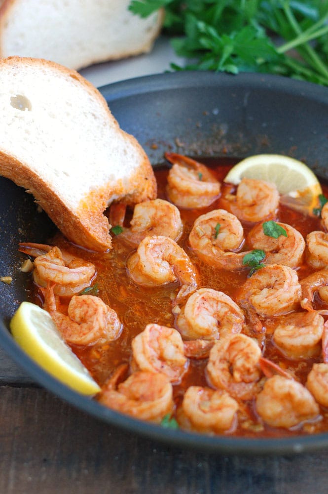 BBQ Shrimp in a pan