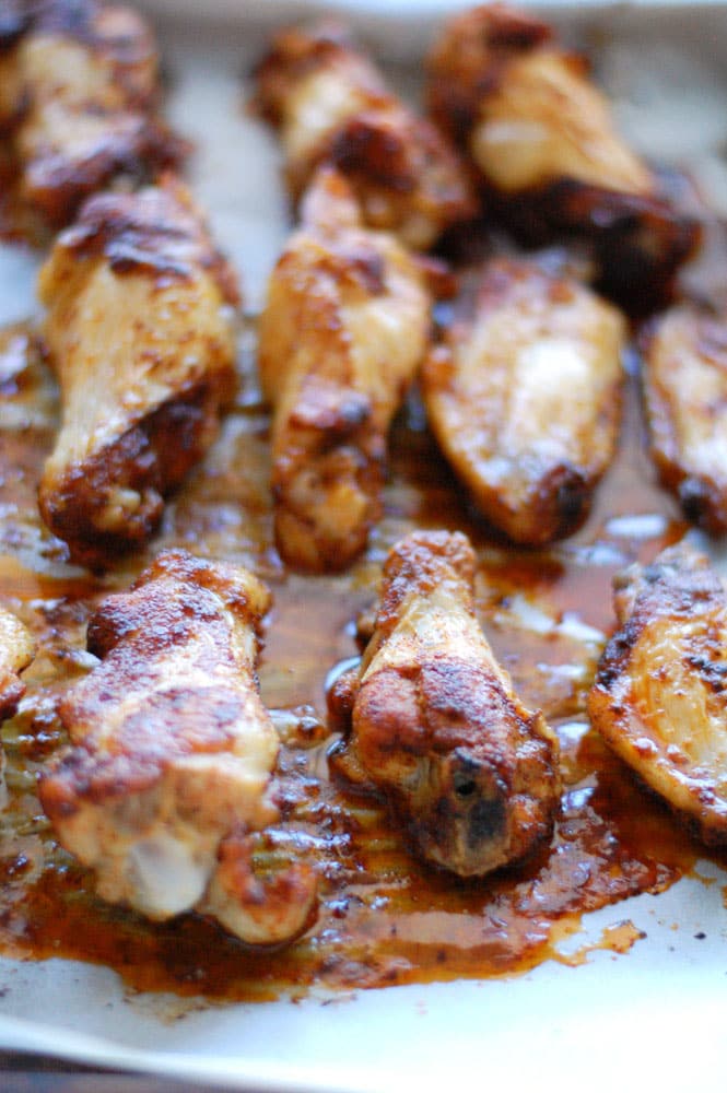 Chicken wings on baking sheet