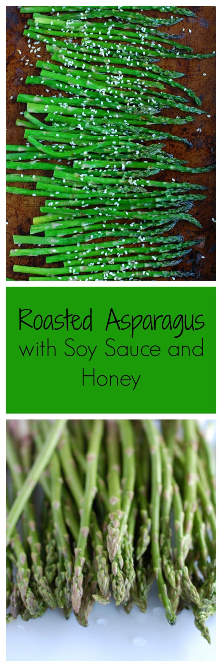 Roasted Asparagus with Soy Sauce and Honey is a quick side with only 5 ingredients. Fresh and flavorful! Perfect for spring. A great side for any meal.#roastedasparagus #easter #sidedish #asparagus #easterfood