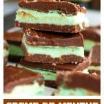 Creme De Menthe Bars pin for pinterest
