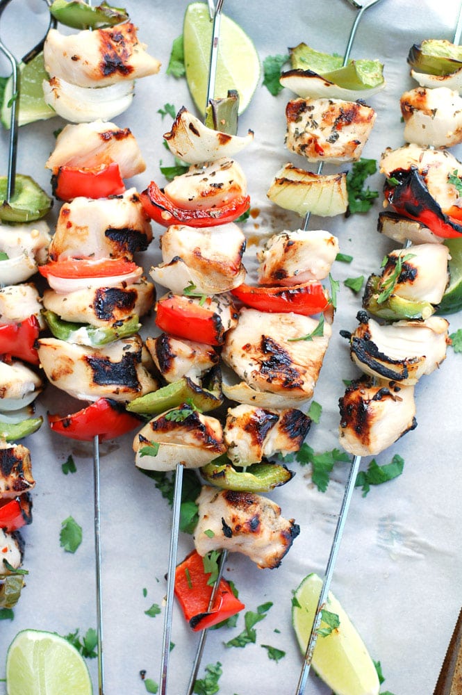 Grilled chicken skewers. 