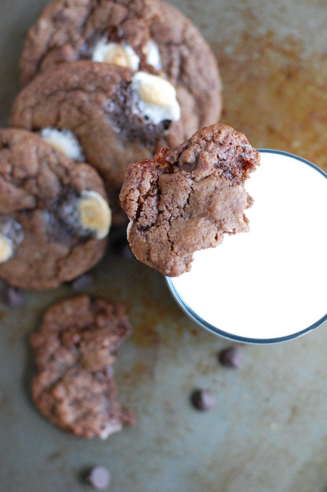 Mexican Hot Chocolate cookies with a glass of milk