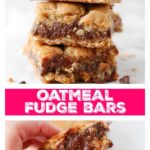 Stack of cookie bars on plate.