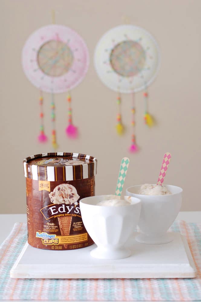DIY Dream Catcher Ice Cream with Dream Catchers hanging in the background