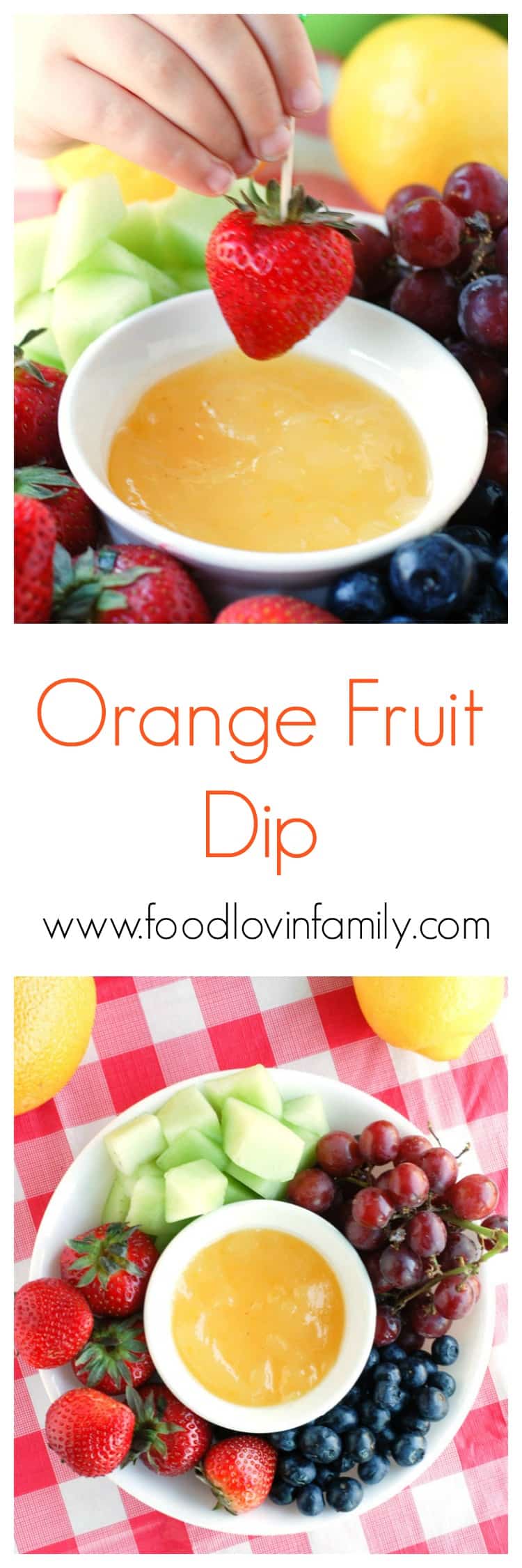 A refreshing orange dip that is perfect for dipping your summer fruit.