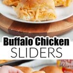 Plate with buffalo chicken sliders.