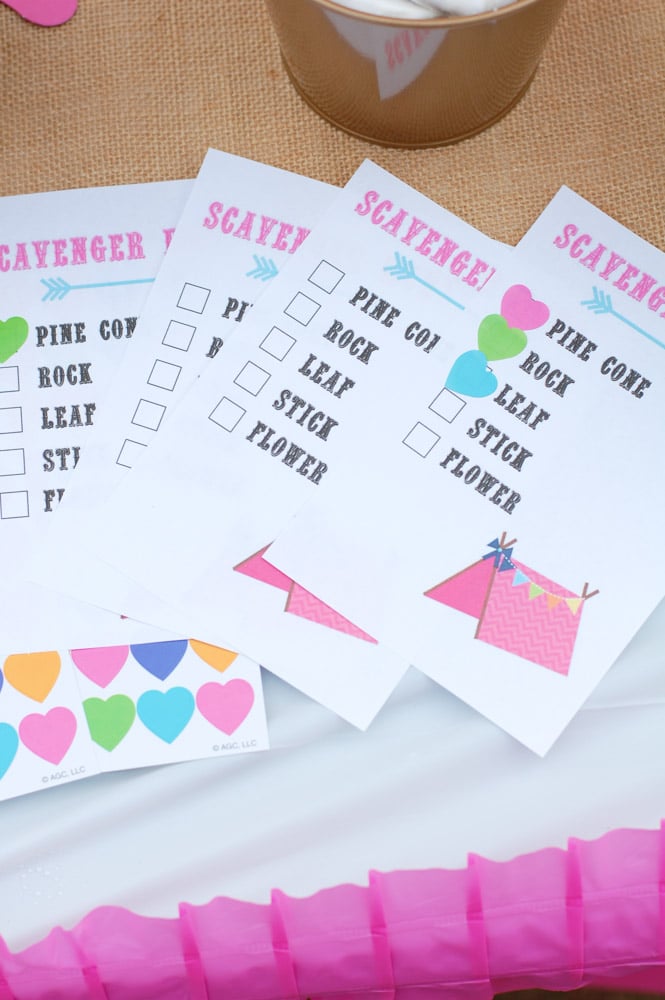 This Glamping party has everything you need including printables, smores pops and tissue paper tassel tutorial.