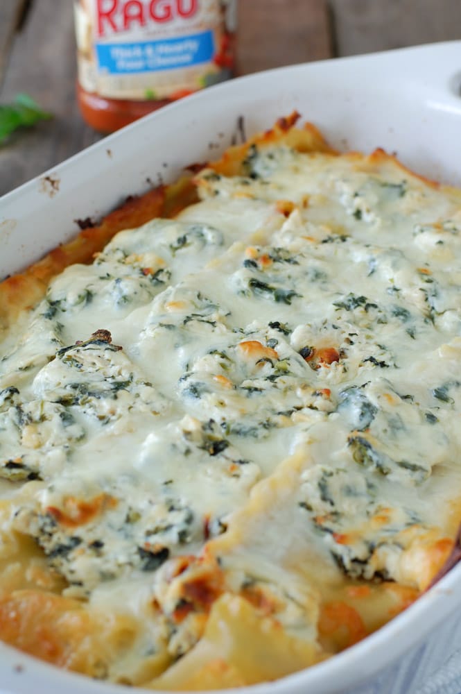 Lasagna in a casserole dish