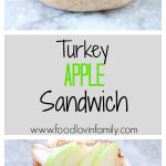 Bagle sandwich with apple slices.
