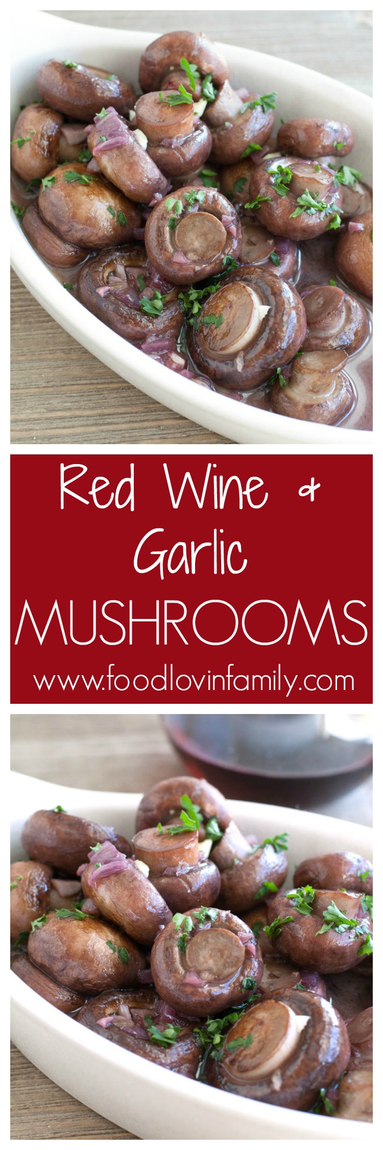 Red wine and garlic mushrooms is a simple and elegant side dish. Mushrooms cooked in butter, red wine, garlic and shallots.
