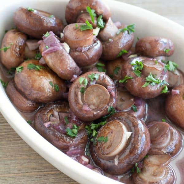 Dish with sautéed mushrooms.