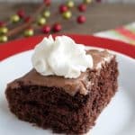 A piece of chocolate cake on a plate