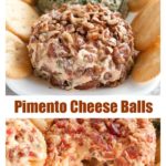 Cheese balls on a plate with crackers.