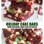 Holiday cake bars on plate.