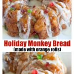 Holiday monkey bread on plate.