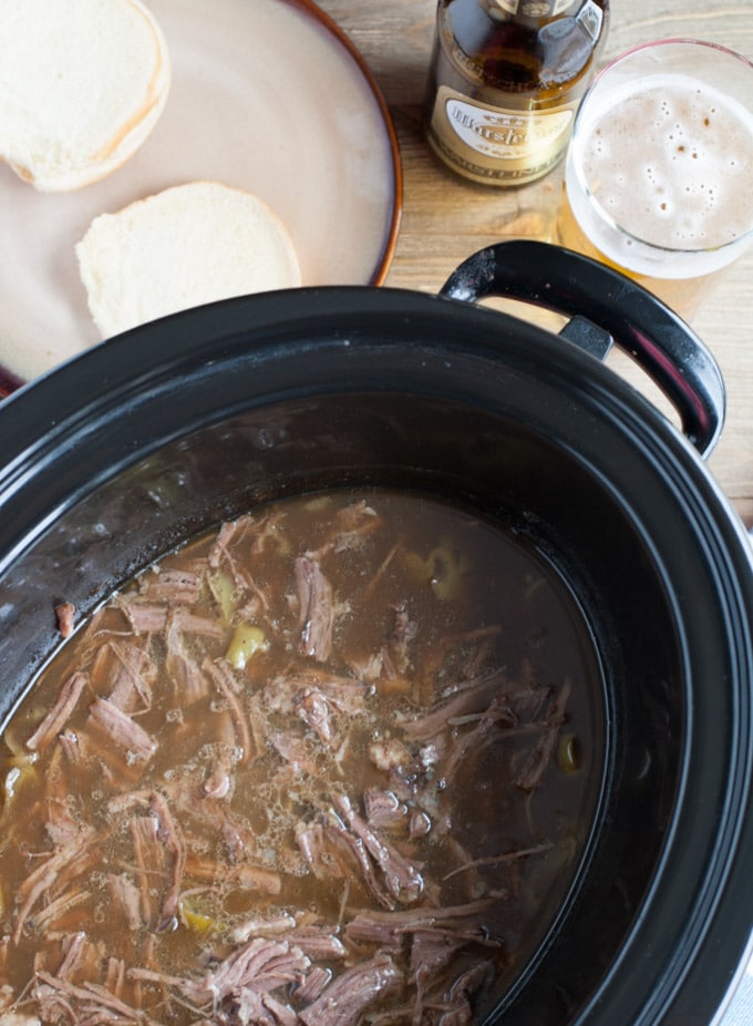 Slow cooked in Warsteiner Premium German Pilsener, this beef with peppers served on a Pepperidge Farm® Bakery Classics Sweet & Soft Slider Bun is hard to beat on game day!