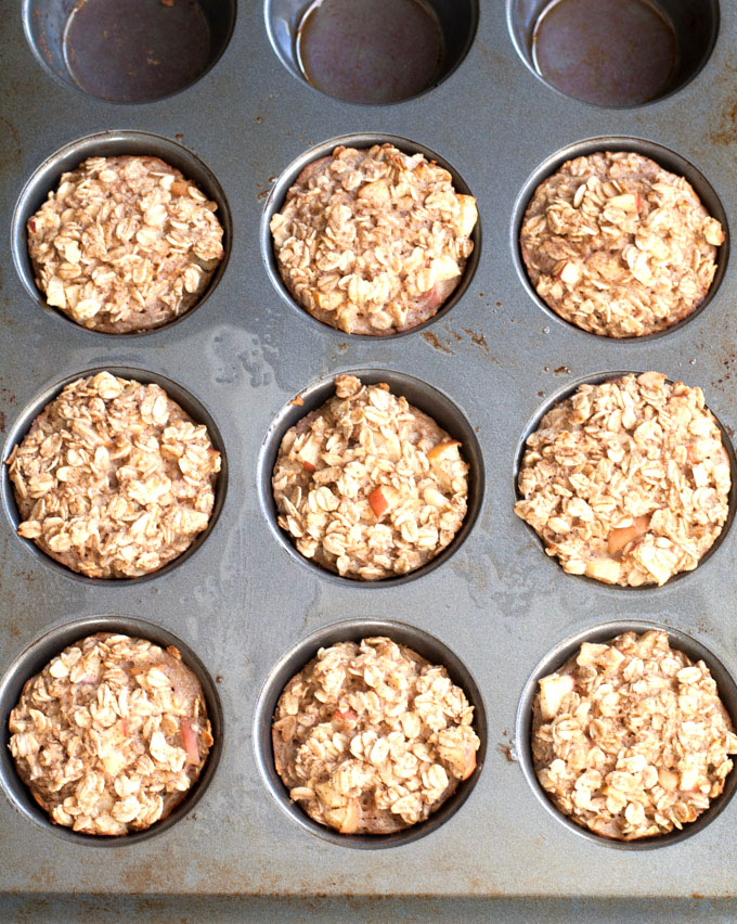 Oatmeal cups in muffin tin. 