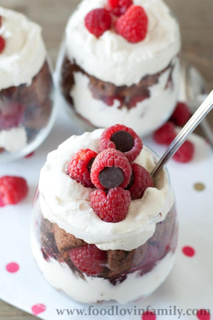 easy chocolate angel food cake and raspberry trifle