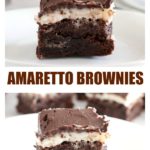 Brownie square on plate.