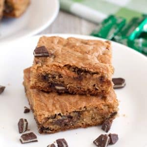 Andes cookie squares stacked on a plate.