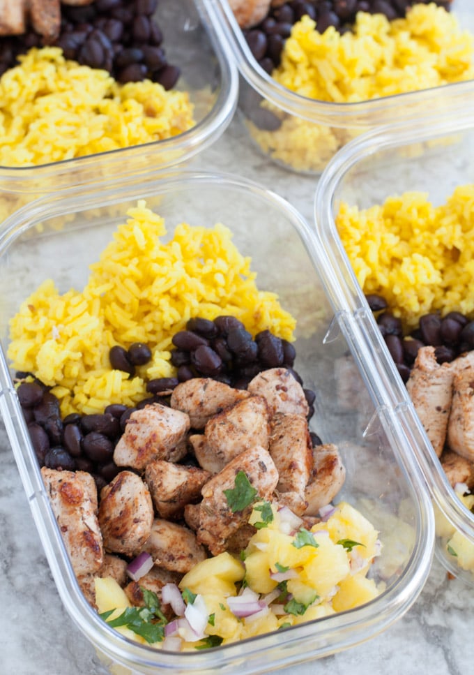 jerk chicken meal prep bowls