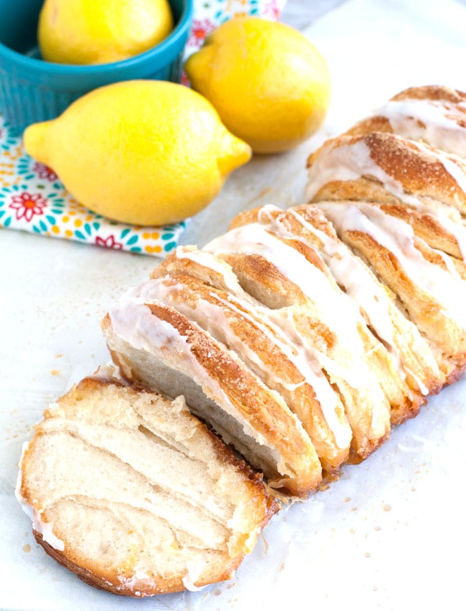 easy lemon pull-apart bread opened up