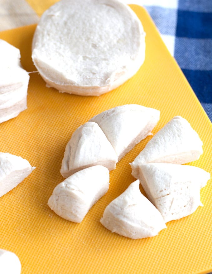 Biscuit dough cut into small pieces