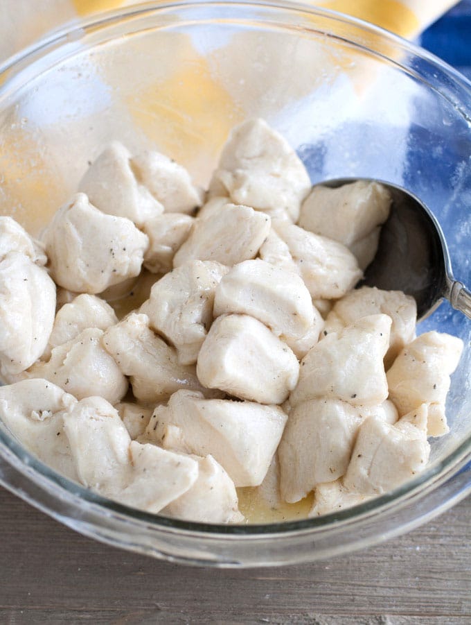 Bowl with biscuit dough and butter