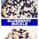 Blueberry cake in pan.