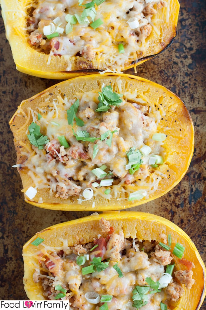 Chicken taco spaghetti squash top view