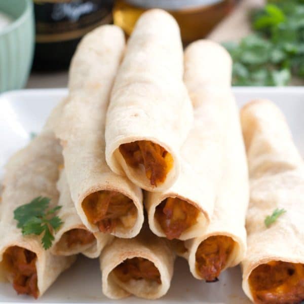 Taquitos on a plate.