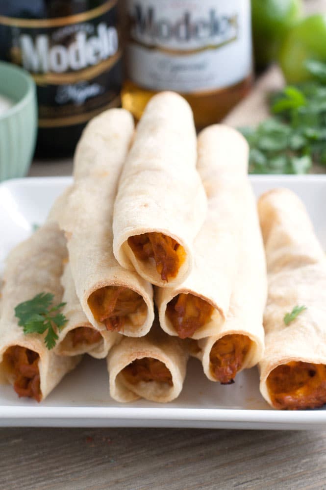 Taquitos on a plate. 