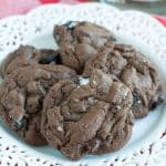 Chocolate cookies on a plate.