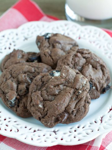 Chocolate cookies on a plate.