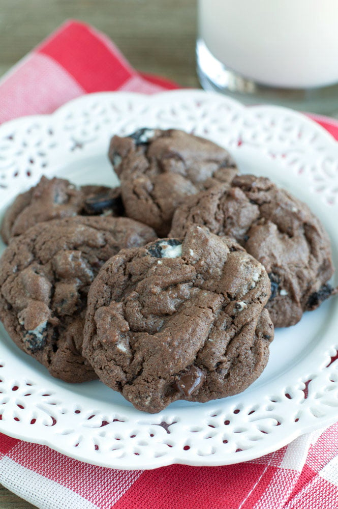 Chocolate cookies on a plate. 