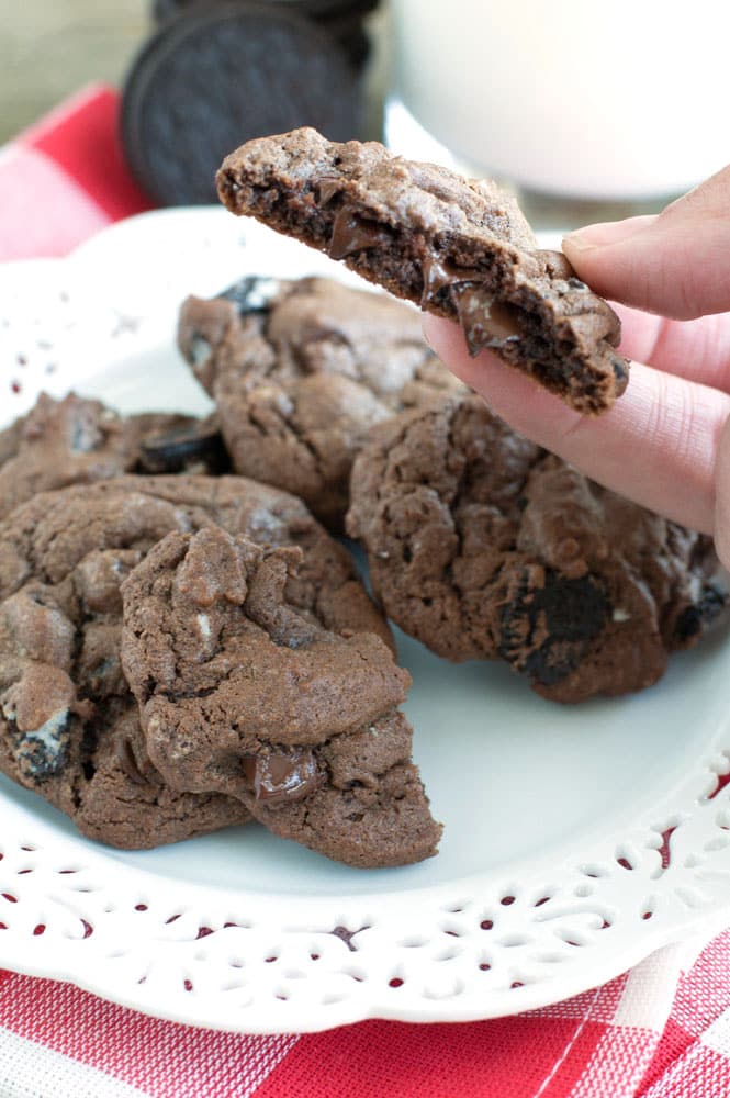 Chocolate Chip Oreo Cookies on a plate